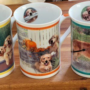 set of four danbury mint adorable dog mugs